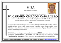 MISA ANIVERSARIO DE D&ordf;. CARMEN CHACON CABALLERO